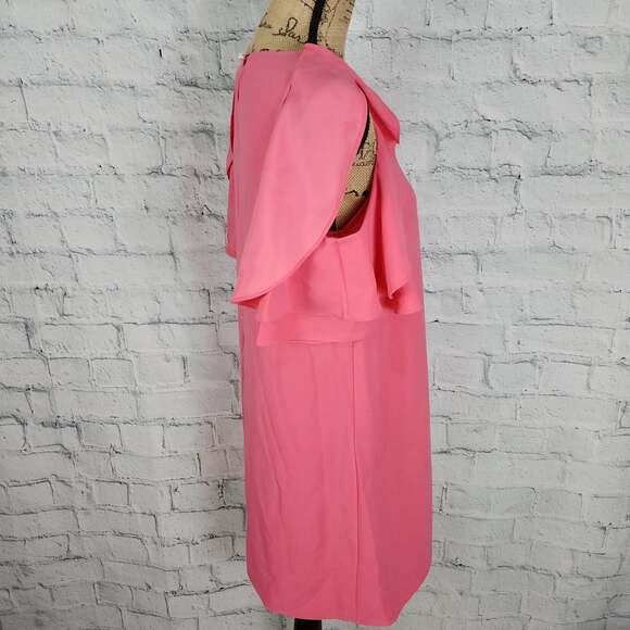 Kate spade petunia dress Sz S cold shoulder coral shift mini Rsvp $298 A17C - Picture 3 of 5